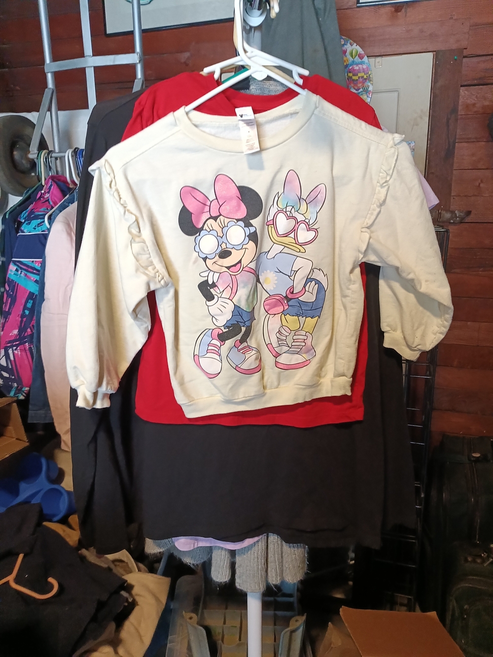 Disney Cream Girls' Minnie & Daisy Graphic Sweatshirt with Pink Accents